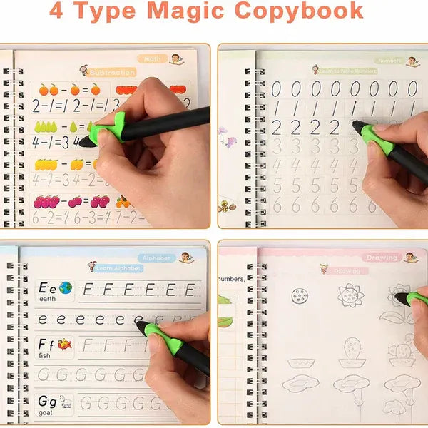 Magic Practice Copybook - 4 BOOKS + PEN + GRIP + 10 REFILL