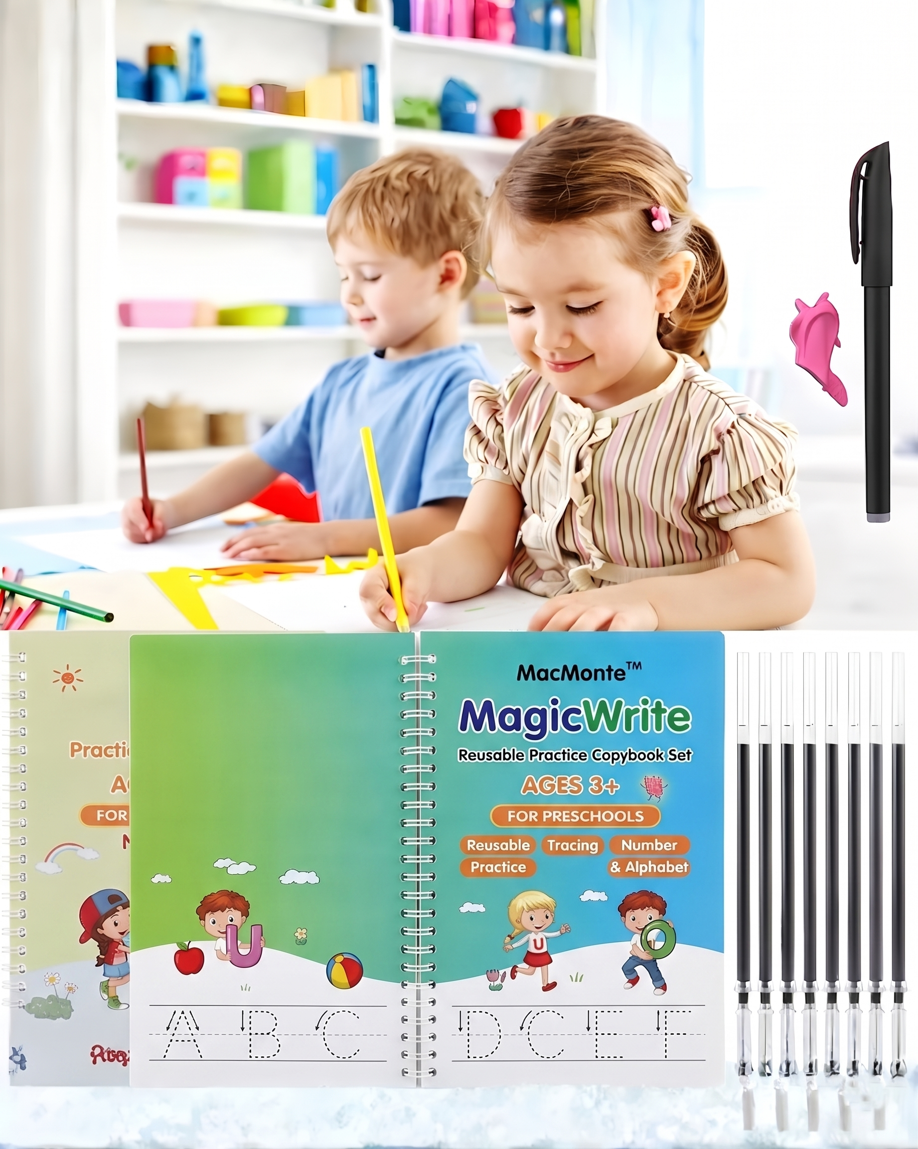 Magic Practice Copybook (4 BOOKS,1 PEN,1 GRIP,10 REFILL) – 50% OFF Today!