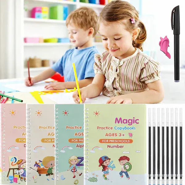 Magic Practice Copybook - 4 BOOKS + PEN + GRIP + 10 REFILL